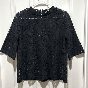 LOFT lace blouse. Black size medium.